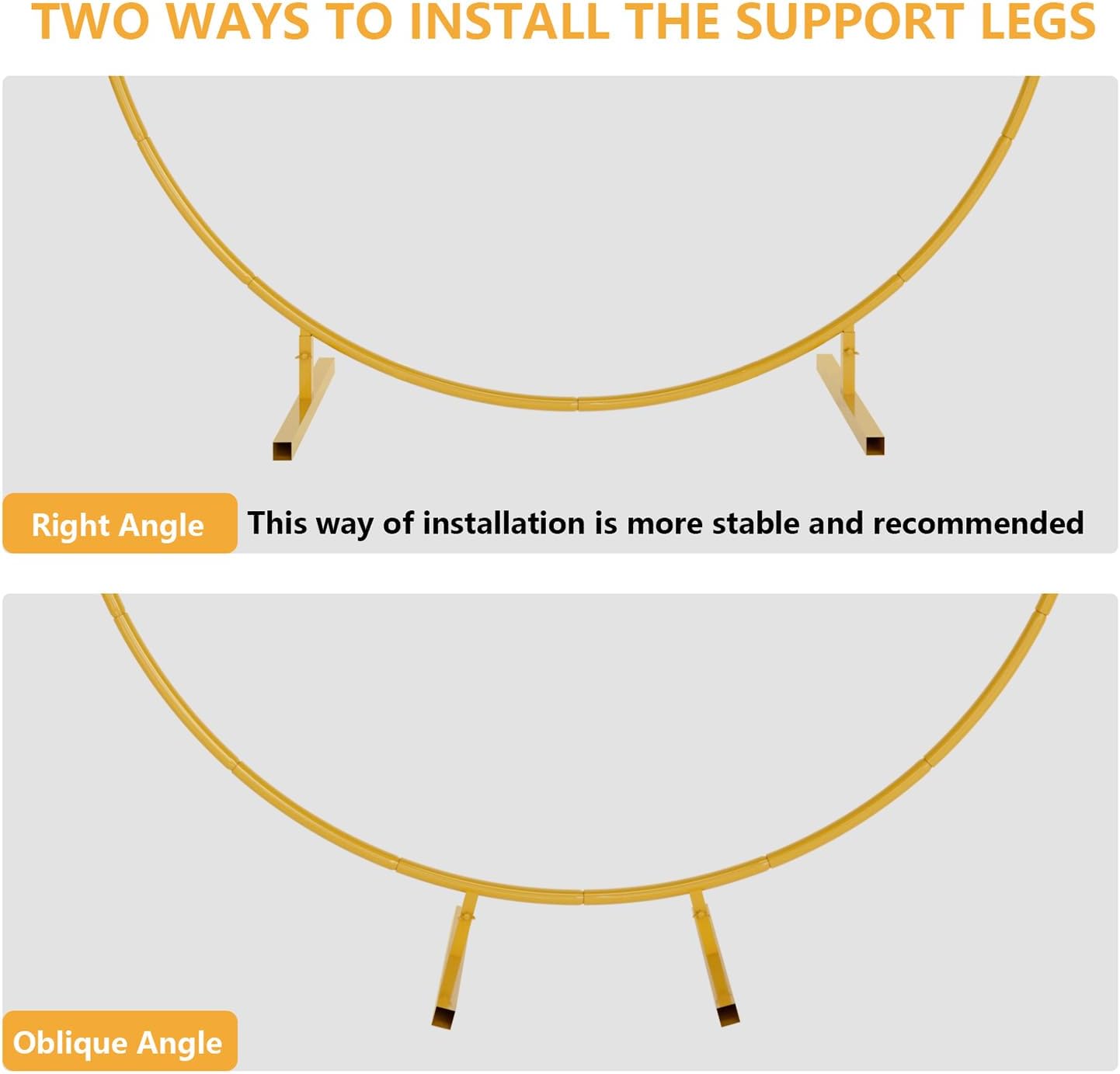 7.2ft Round Backdrop Stand, Stable Balloon Arch Stand, Metal Wedding Arch Backdrop Stand Circle Backdrop Stand Frame for Wedding, Birthday Party, Baby Shower Decoration (Gold)