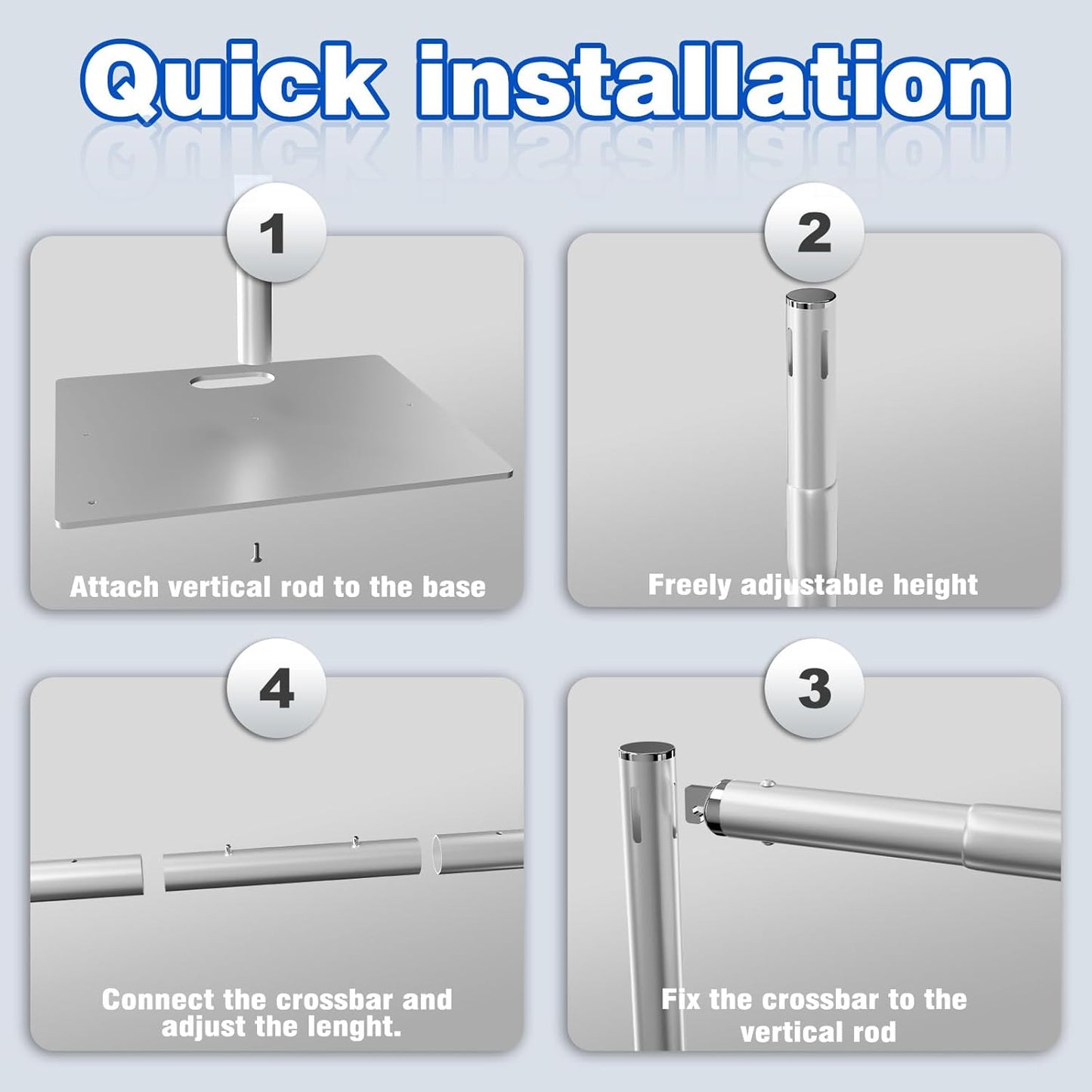 Pipe and Drape Backdrop Stand 10ftx10ft Adjustable Background Support System Heavy Duty Background Stand for Wedding Banquet Decorations Silvery