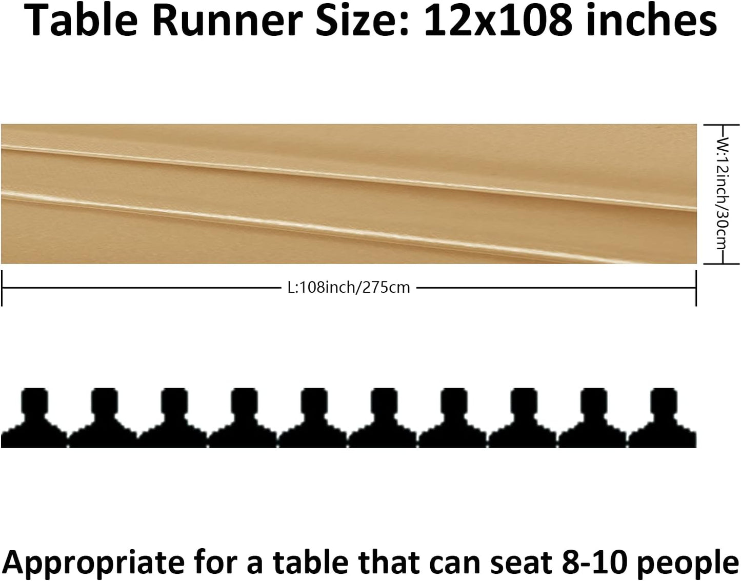 6Pack Table Runner 12 x 108 Inches Satin Silk Table Runner for Wedding, Birthday Party, Banquets, Graduations Decoration, fit Rectange and Round Table-Champagne