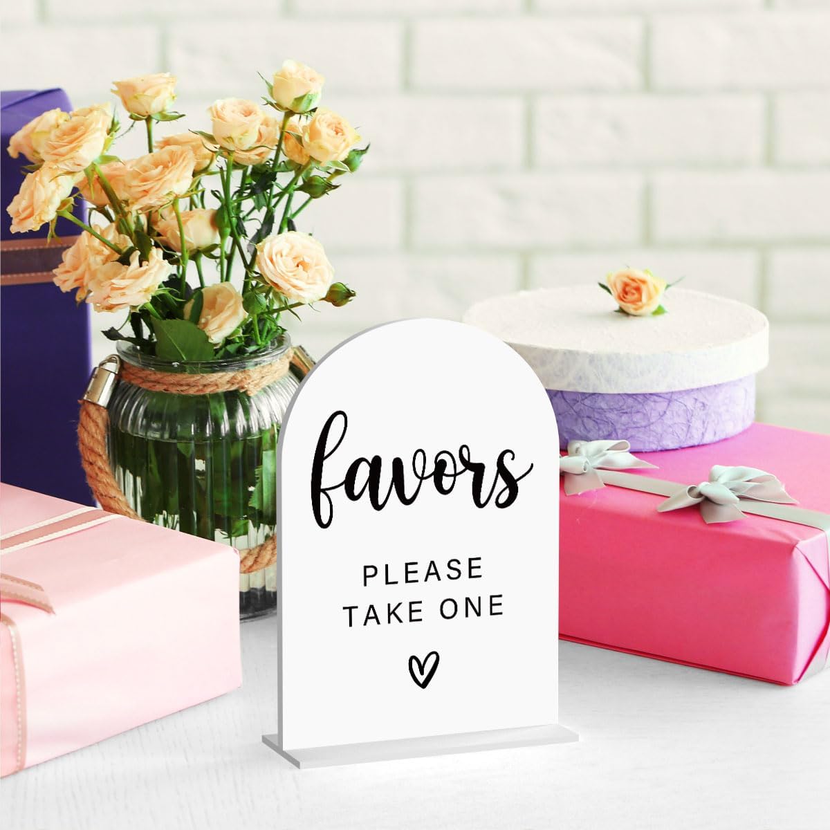 Acrylic Wedding Sign, Bridal Shower Decorations, Favors Please Take One Sign for Ceremony, Modern Font Table Signs, Acrylic Table Top Signs for Wedding Reception and Event Party (White)