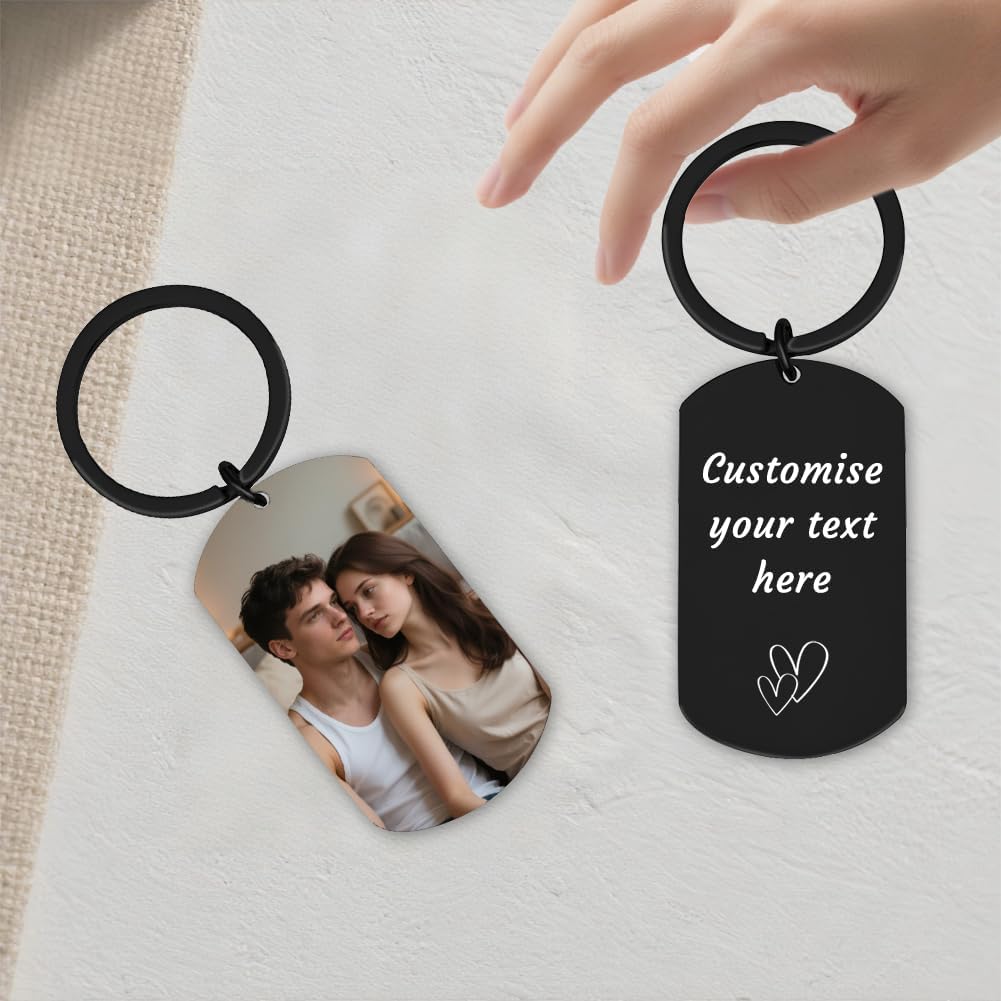 Personalised Keyring with Custom Photo & Text - Gift for Mum, Dad, Him, Her, Grandparents, Family