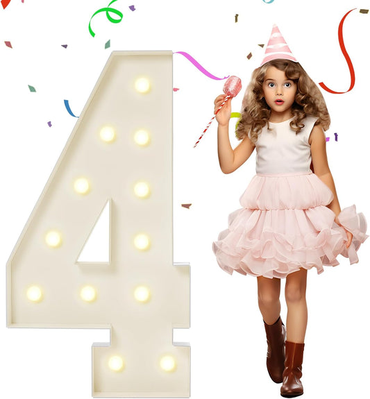 4FT Marquee Numbers, Large Light Up Numbers 4 for 4th 14th 40th Birthday Party Decorations, Giant Light Up Number for 2024 Graduation Prom Decor, 4 Feet Number 4 w/Lights DIY Kit