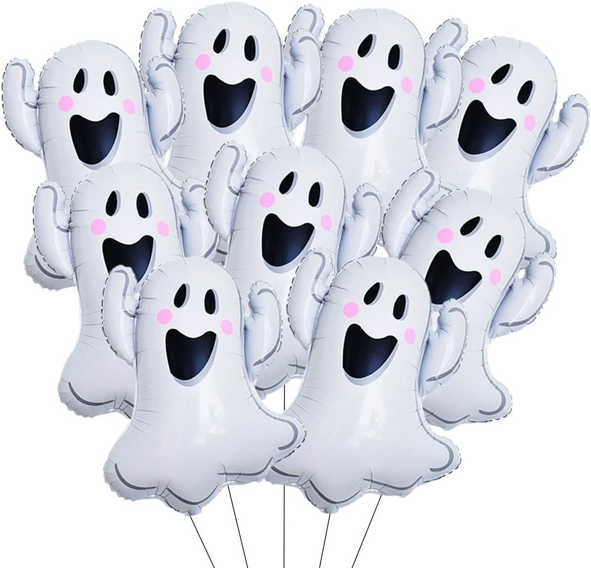 9 Pcs Halloween Balloons White Ghosts Balloons Halloween Foil Balloon for Ghosts Birthday Themed Party Decorations Kit