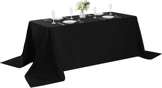 Rectangle Tablecloth 90x156 inch Washable Polyester Fabric Table Cloth for Wedding Party Dining Banquet Decoration（90x156, Black）