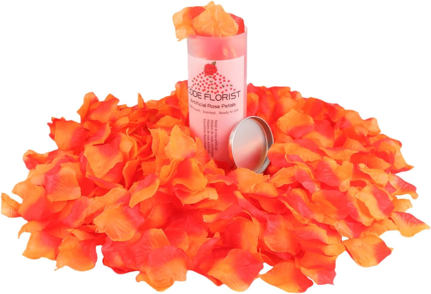 CODE FLORIST 1100 PCS Sunset Red Silk Flower Rose Petals for Fall Wedding Decorations (Separated,Scented)