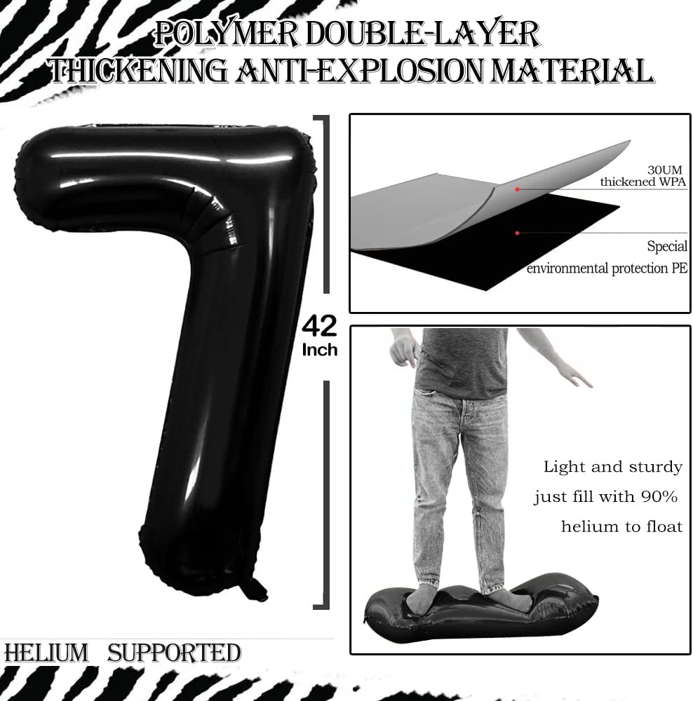 GOER Number 70 Balloons for 70th Birthday Party Decorations,42 Inch Jumbo Foil Helium Balloons for 70th Anniversary (Black)