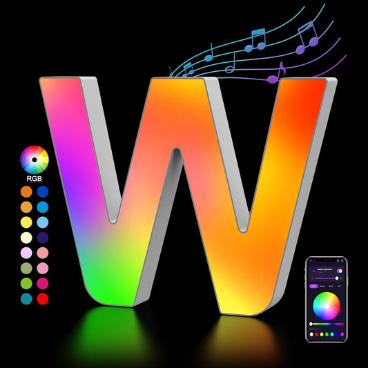 OJQ Light Up Letters LED Letter - Marquee Letters Room Decor Alphabet Letter Music Sync Color Change Colorful - Christmas Birthday Gifts for Girl - Teen Girls Gifts Party Home Wall Decor
