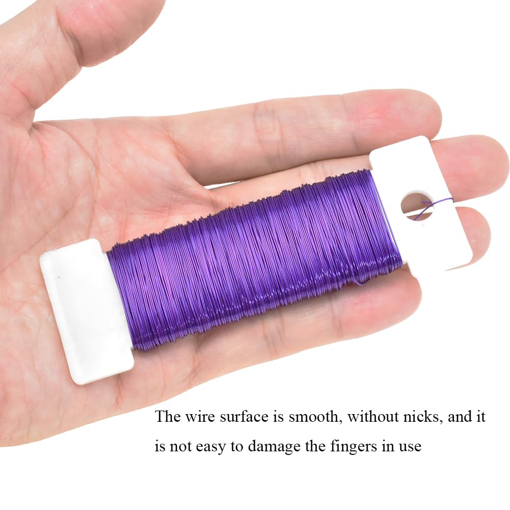 HAHIYO 26Gauge Purple Metal Floral Wire - 1 Roll, 38 Yards (115 Feet) - Flexible Paddle Wire for Craft, Christmas Wreath, Flower Arrangement, Bouquet Wrapping, Wedding, DIY