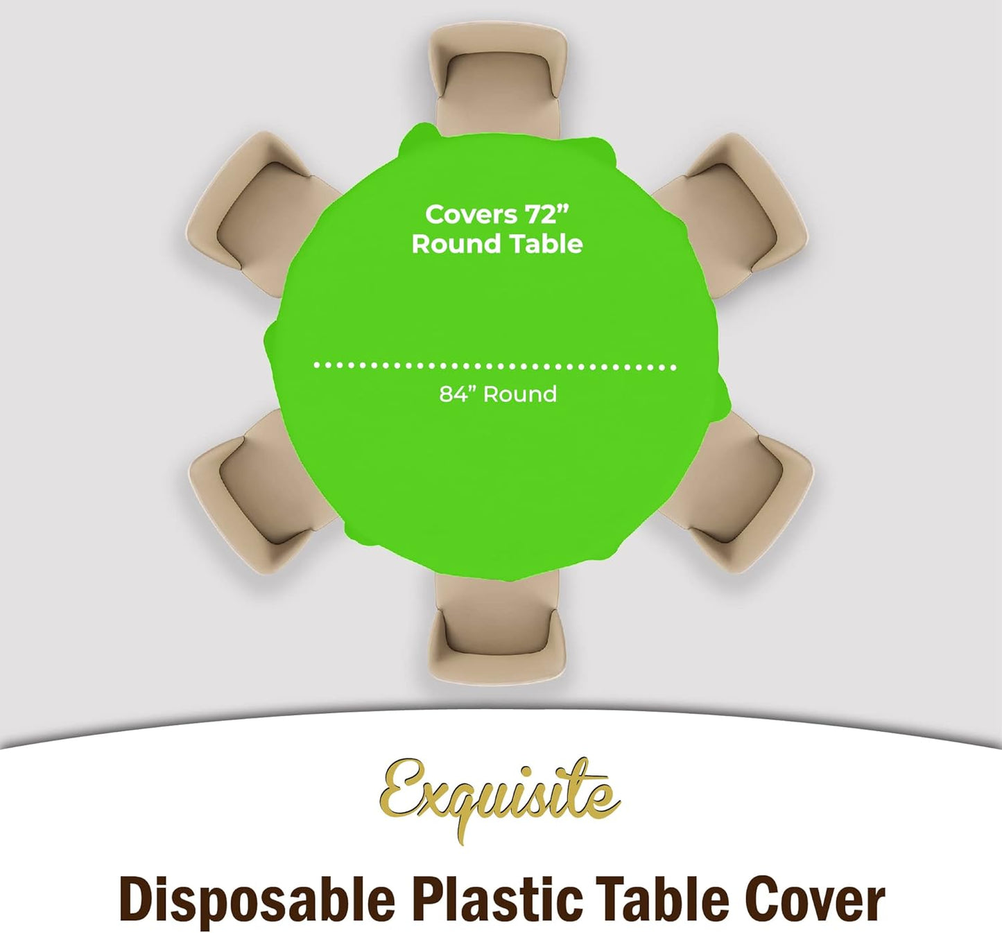 Exquisite 12-Pack Premium Plastic 84-Inch Round Tablecloth, Lime Green