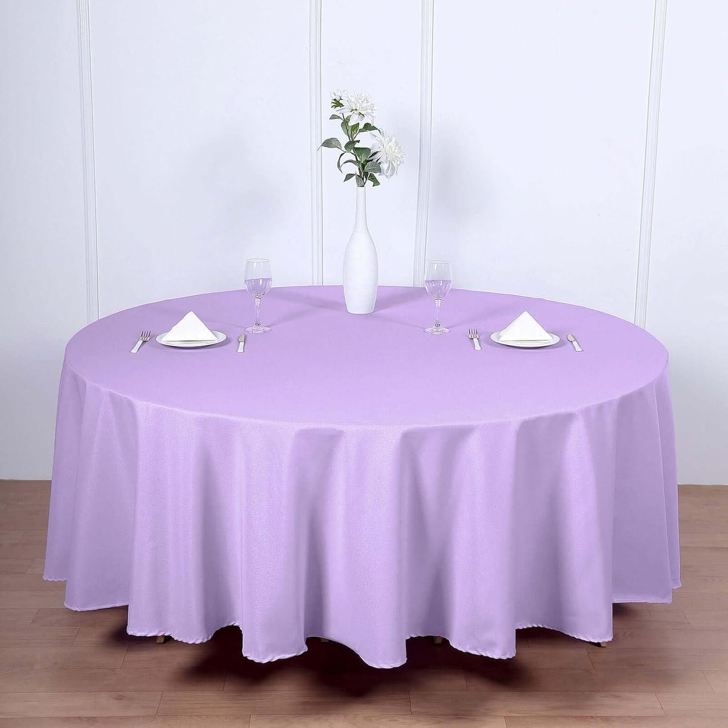 Efavormart Round Tablecloth, 108 Inch Stain & Wrinkle Resistant Washable Table Cloth, Decorative Polyester Fabric Table Cover for Banquet, Wedding, Dining- Lavender