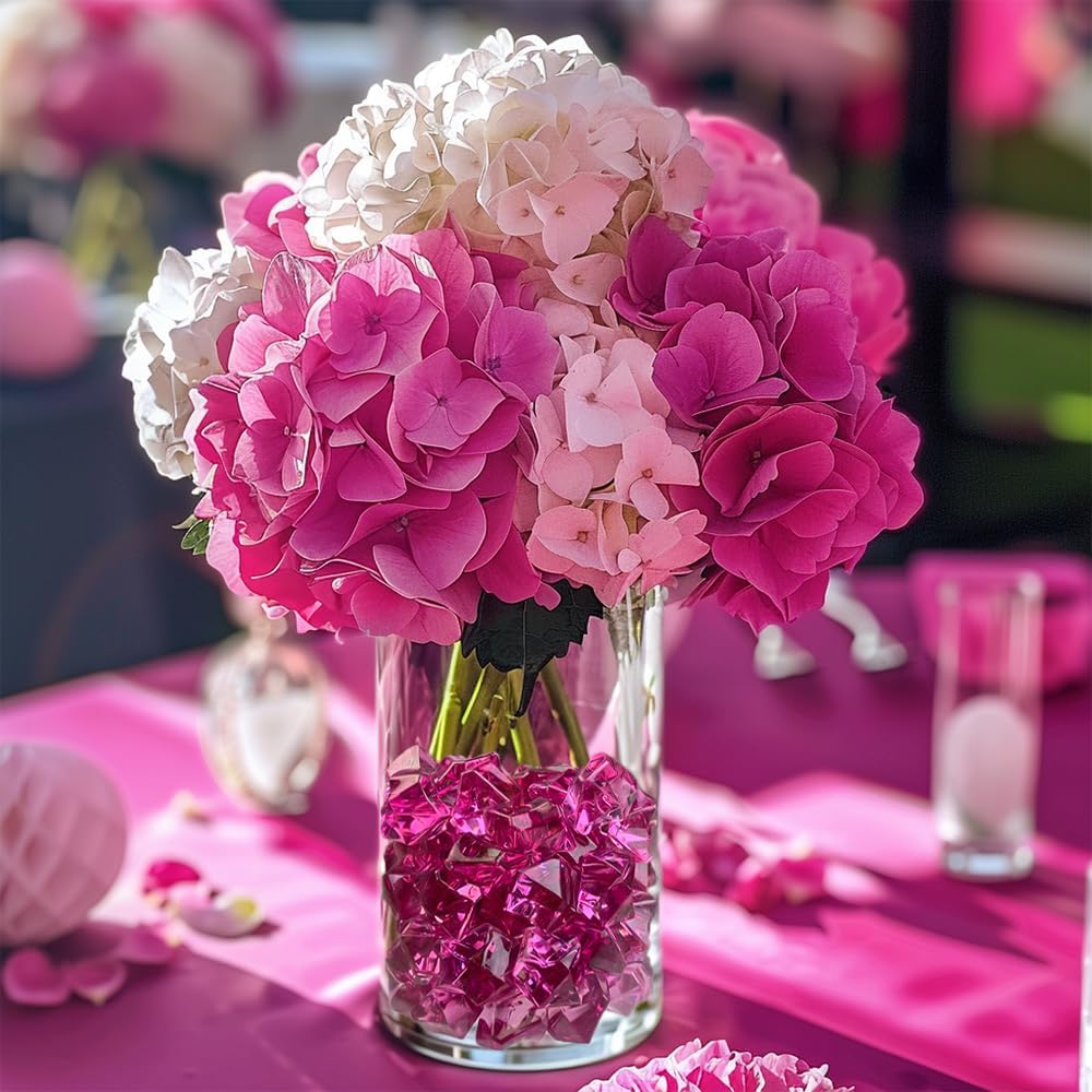 HappyFiller 15 OZ Burgundy Fake Ice Rocks Crystal Acrylic Gem Stone for Glass Vase Fillers,Candle Holder Decor, Wedding Centerpieces,Crafts,Dessert Table Decorative Scatter,Party,Home Accents