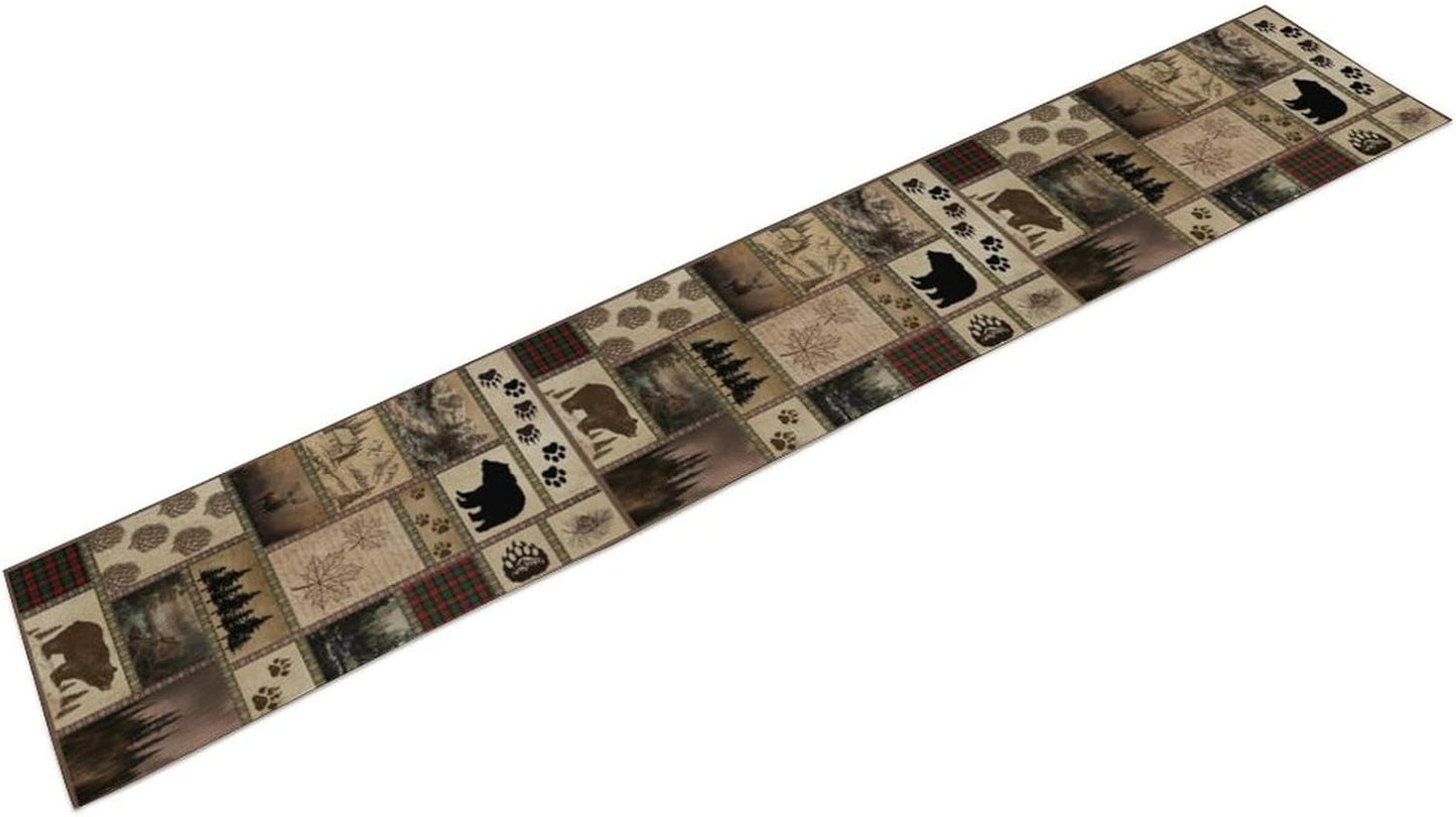 Retro Rusticd Cabin Table Runner Bear Country Farmhouse Vintage Lodge Table Runner for Party Dinner Festival Bedroom Living Room Kitchen 13x120 Inch