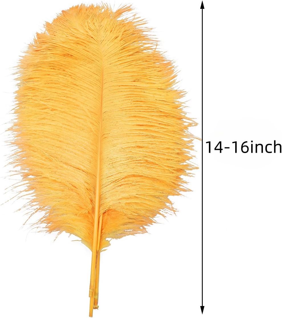 Ballinger Gold Large Ostrich Feathers - 12Pcs 14-16inch Large Feathers for Vase,Wedding Party Centerpieces and Christmas Home Decor