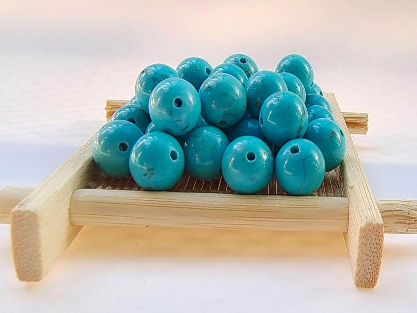 Stone Beads 10mm 60pcs Blue Turquoise Beads Round Loose Gemstones Beads for Bracelet Necklace Jewelry Making (10mm, 61025 Blue Turquoise)