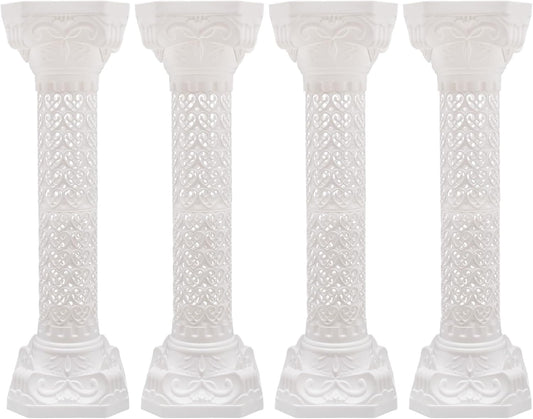 Roman Pillars Decoration Party Flower Pot Columns 10.63x34.65in Set 4Pcs Decor Pedstal Stand Flower Floral Wedding Party Event Road Decorative Columns(10.63x34.65in)