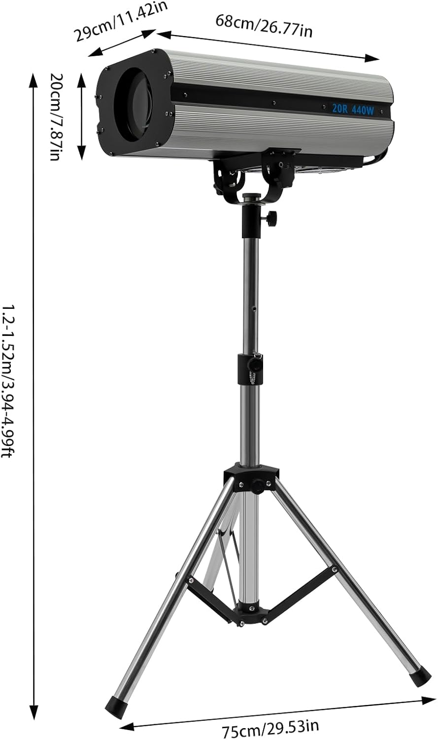 Follow Spotlight for Stage, 440W LED Spot Light DJ Lighting with Control Panel & Adjustable Stand, Disco Ball Light for Party Theater Wedding Show, 6 Colors, 328.08-393.7ft