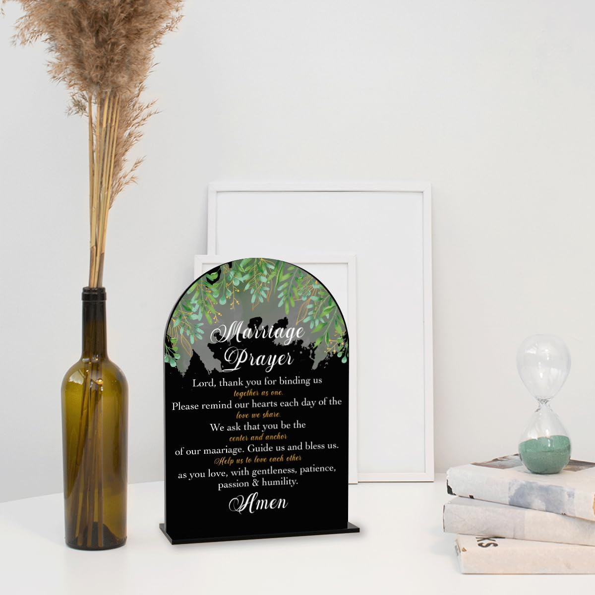 Black Marriage Prayer Sign, Wedding Engagement Bridal Shower Christian Religious Decor for Reception Ceremony Anniversary Party, Weddings Acrylic Sign