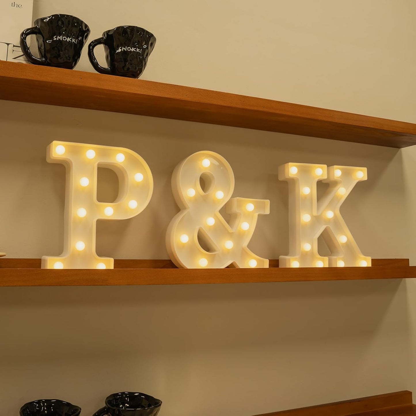 Foaky LED Letter Lights Sign Marquee Light Up Letters Sign for Night Light Wedding/Birthday Party Battery Powered Christmas Lamp Home Bar Decoration(P)