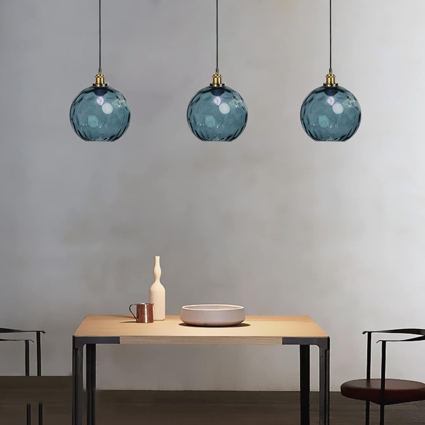 Pendant Light Shade Industrial Hanging Lights Fixtures Ceiling Outdoor Pendant Lighting for Kitchen Island Dining Room Unique Lamp in Kitchen Farmhouse Bedroom (Dark Blue, 7.8 Inches)