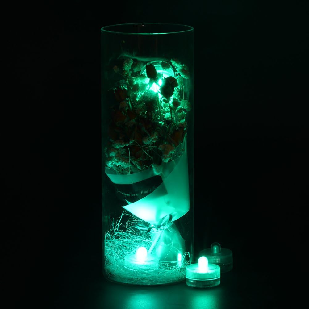 Halloween Lights Submersible LED Lights cr2032 Battery Powered Underwater Waterproof LED Tea Light for Events Wedding Centerpieces Vase Floral Xmas Holidays Home Decor Lighting(Pack of 12) (Teal)