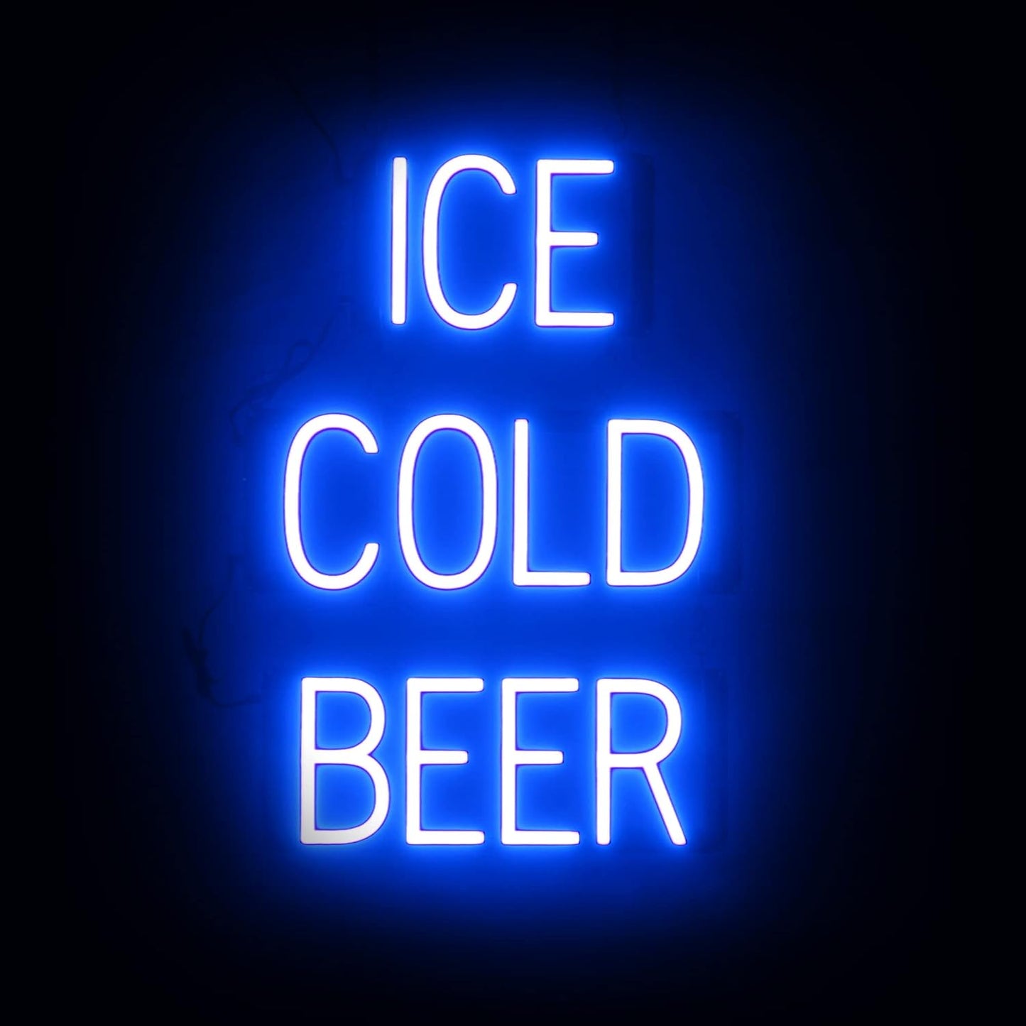 SpellBrite ICE COLD BEER Sign | Beer-Related Sign with Neon Look, Blue LED Light Source | 16.8" x 23.8"