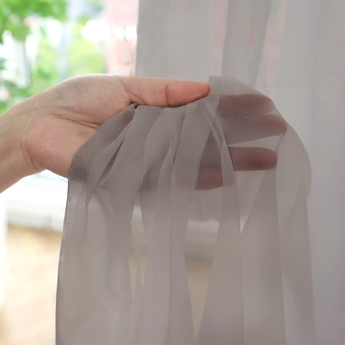 Window Light Grey Sheer Curtains 48 Inches Width 84 Inches Long 2 Panels Sheer Curtain Clear Curtains Basic Rod Pocket Panel for Home Living Room Bedroom Kids Room Yard Patio Parlor Sliding