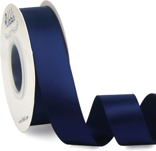 Ribbli Navy Double Faced Satin Ribbon,1” x Continuous 25 Yards,Use for Bows Bouquet,Gift Wrapping,Baby Shower,Floral Arrangement