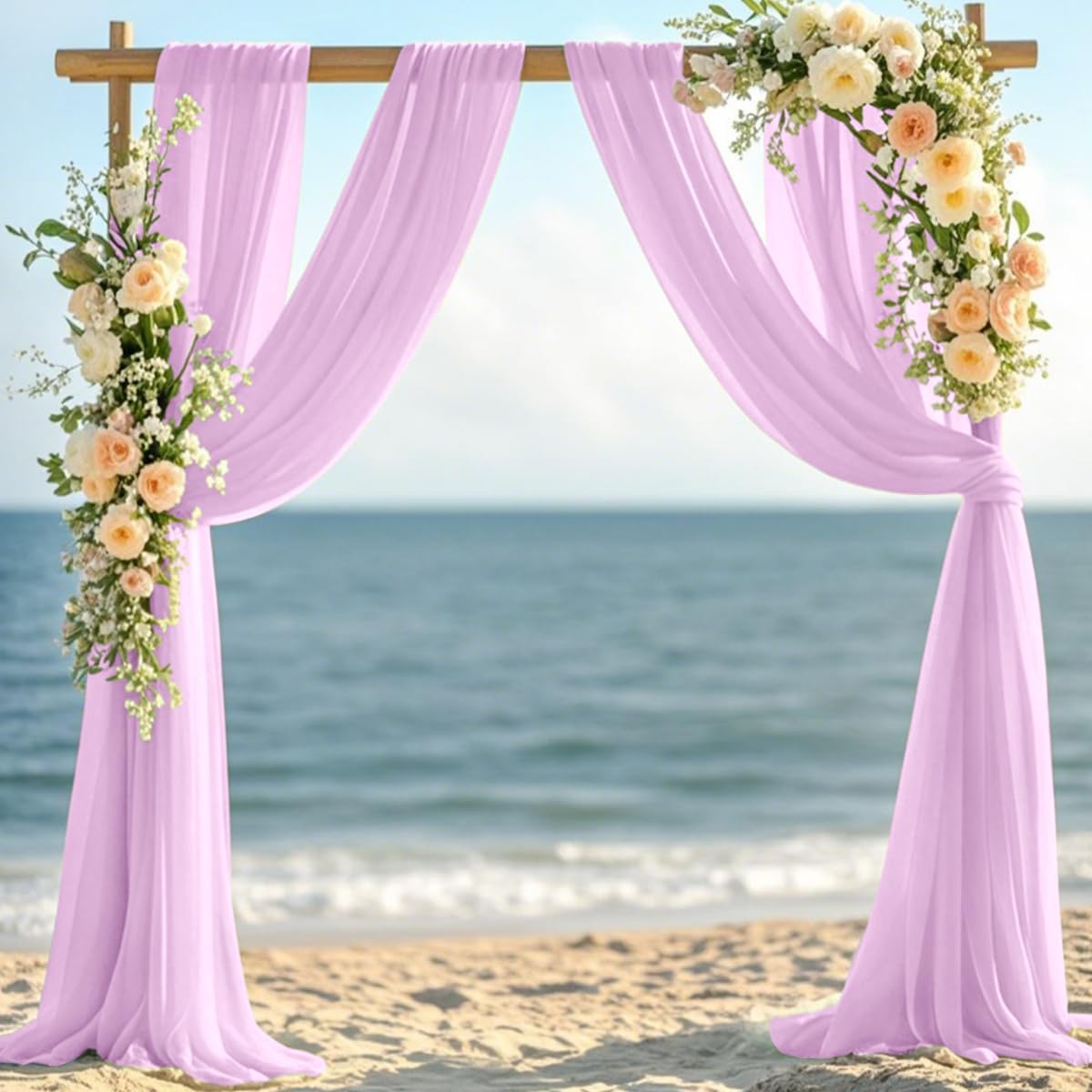 Lilac Elegant Arch Draping Fabric 2 Panels Outdoor 29" × 20Ft Sheer Chiffon Curtain Drapes for Fall Wedding Ceremony Birthday Party Garden Brunch