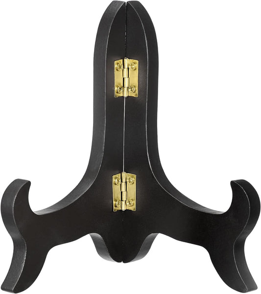 uxcell 5" Easel Plate Holder, Wooden Folding Display Stand Black for Decorative Picture Frame