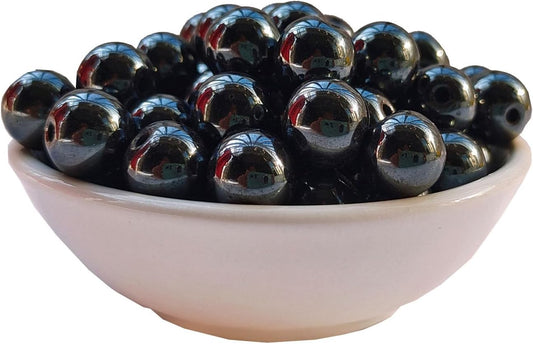 Stone Beads 6mm 140pcs Black Hematite Beads Round Loose Gemstones Beads for Bracelet Necklace Jewelry Making (6mm, 60619 Black Hematite)