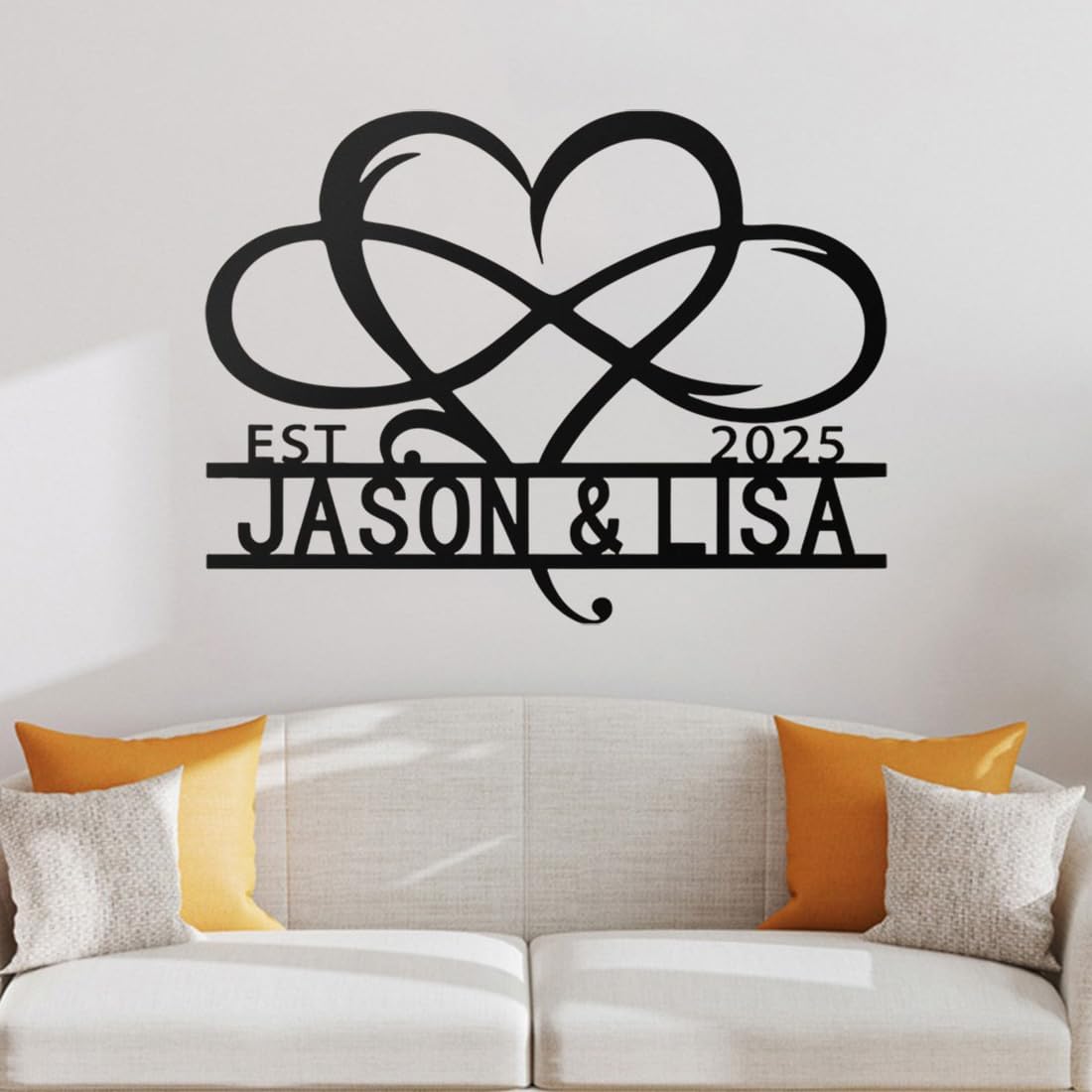 NAZENTI Personalized Metal Couple Sign Gift, Wedding Gift, Family Name Sign, Outdoor Name, Anniversary, Home Decor, Front Door