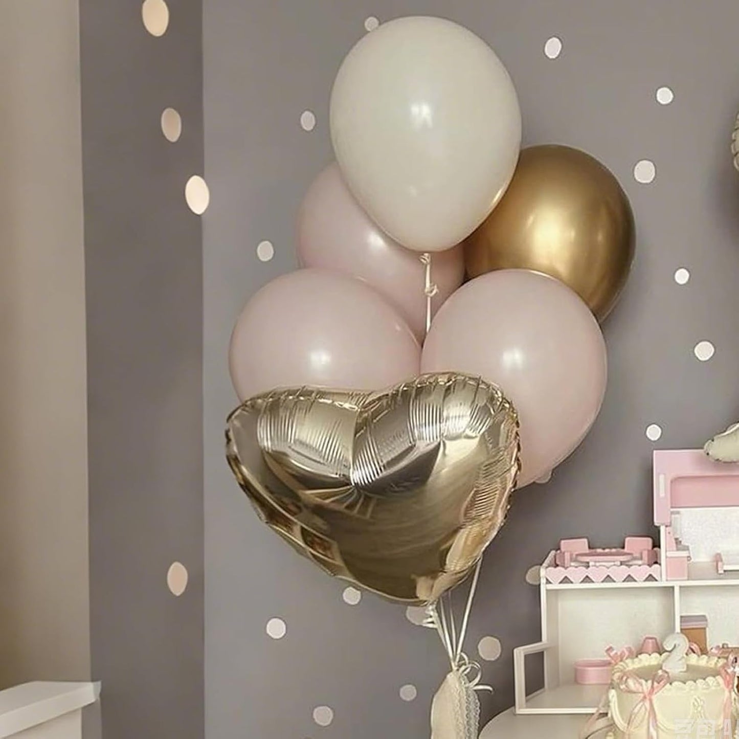 Champagne Gold Cream Heart Balloons,12Pcs 18 Inch Beige Foil Love Heart Shaped Balloons for Birthday Party Wedding Engagement Anniversary Graduation Baby Shower Valentines Day Decorations