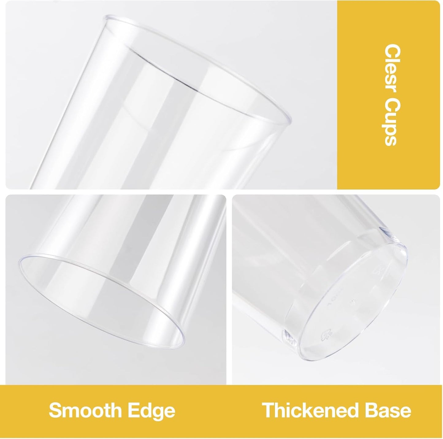 Goodluck 50PCS 12oz Clear Plastic Cups for Party, Disposable Clear Plastic Cups, Cocktail Glasses for Wedding Thanksgiving, Christmas, and Parties