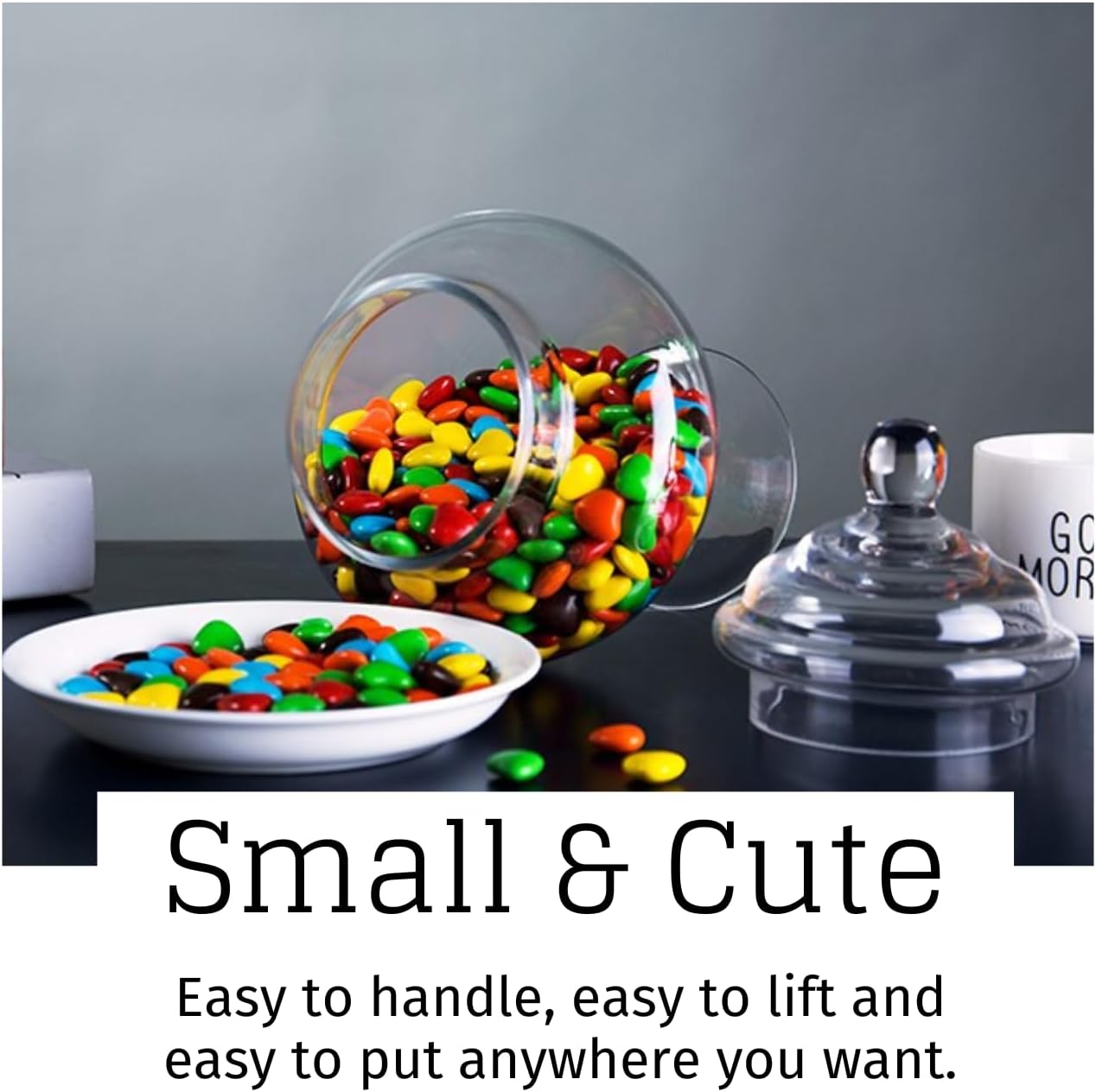 Diamond Star Clear Glass Apothecary Jars, Heart Shape Small Candy Buffet Display Elegant Storage Jar, Decorative Party Wedding Candy Organizer Canisters Xmas Gift (H: 9", D: 5"; 28 FL.OZ)