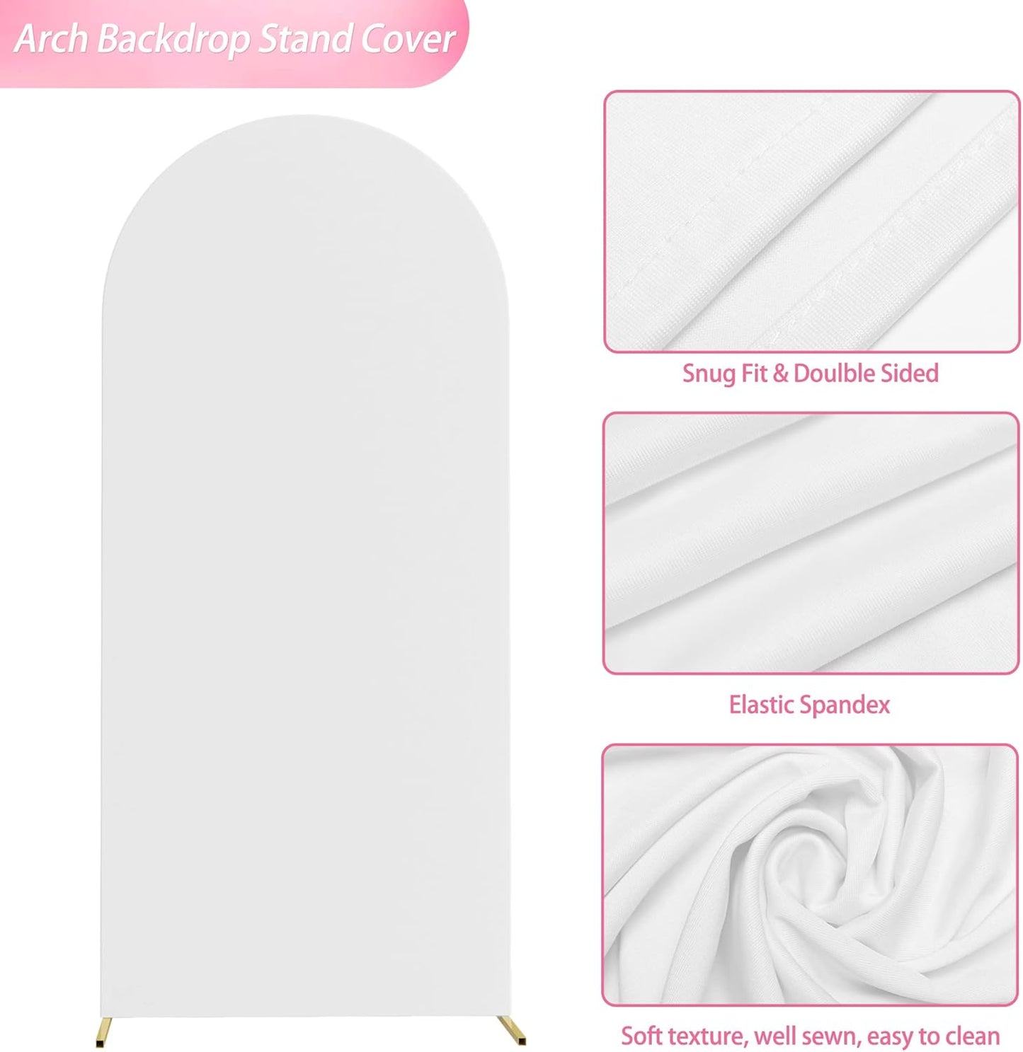 Wokceer 6 FT Wedding Arch Backdrop Stand and White Arch Cover Metal Arch Stand with Arch Stand Cover for Birthday Party Wedding Ceremony Bridal Baby Shower Event Decor, DoorCover 0.8M-White-K