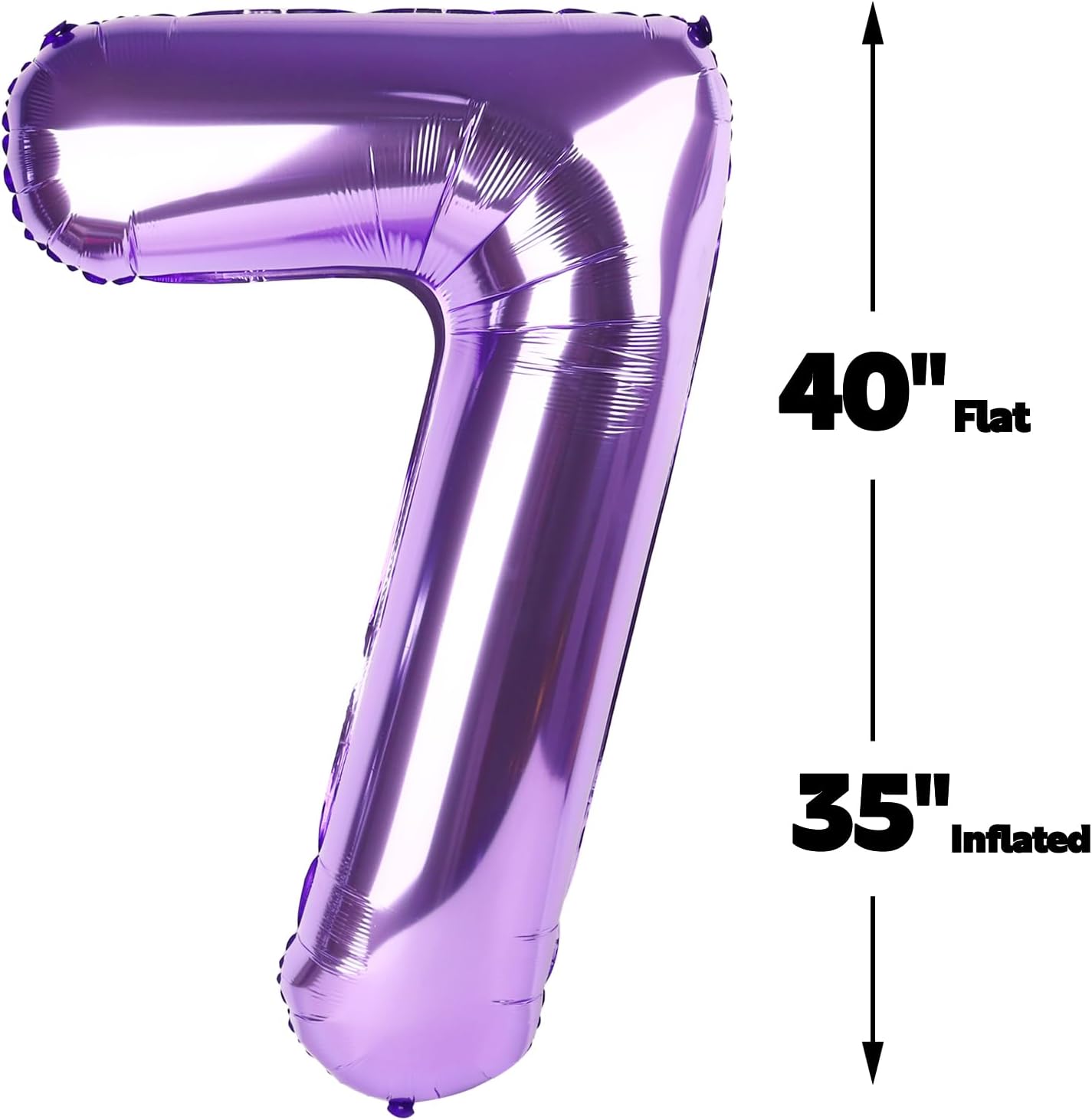 Purple Number 7 Birthday Balloon 40 Inch, Digital Balloons for 7 17 27 70 77 Party Celebration Decorations Supplies, Mylar Foil Numbers Balloon for Seven Wedding Anniversary