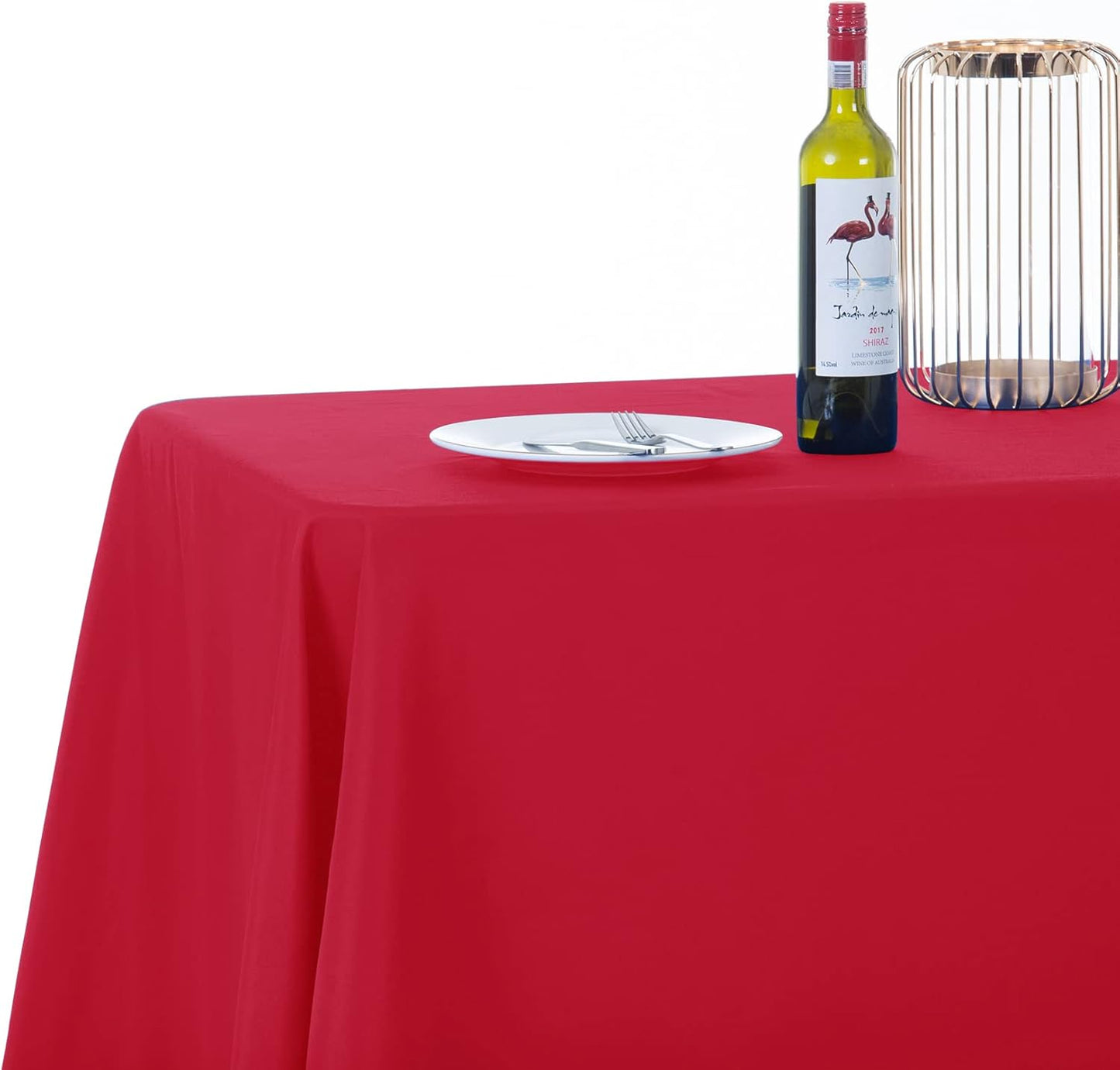 Ascoza 2pack 90x132 Inch Red Rectangular Tablecloth 8 Feet Table Cloth in Polyester Fabric for Wedding/Banquet/Restaurant/Parties