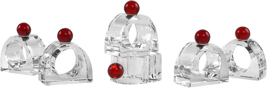Crystal Napkin Rings Holder Silver Diamond Napkin Rings Pack of 6 Pieces with red Decor, Hotel Restaurant Wedding Party Holiday Banquet Dining Table Decor