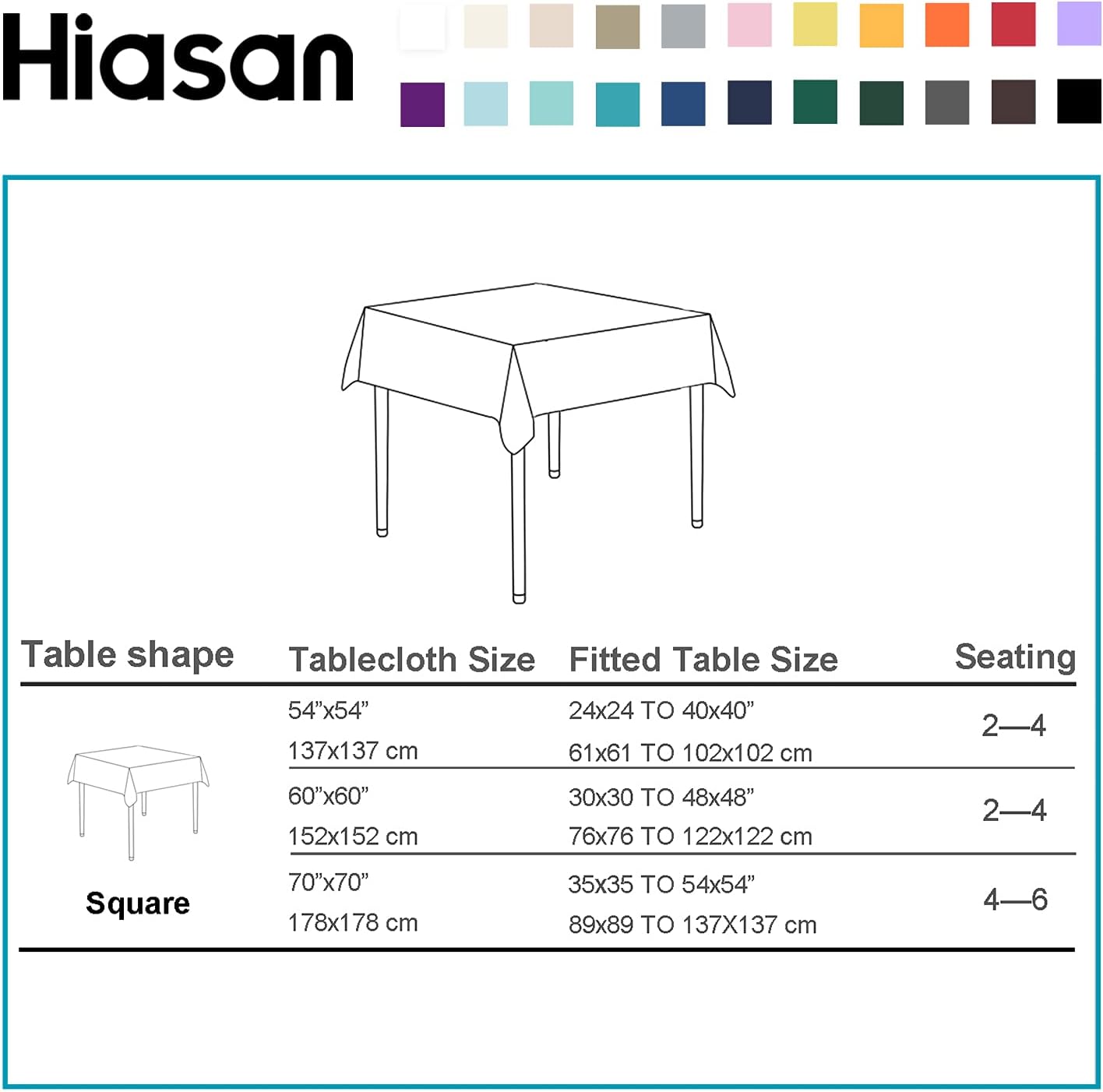 Hiasan Solid Square Tablecloth - Waterproof and Spillproof Washable Table Cloth for Dining Tables, Orange Yellow, 54 x 54 Inch