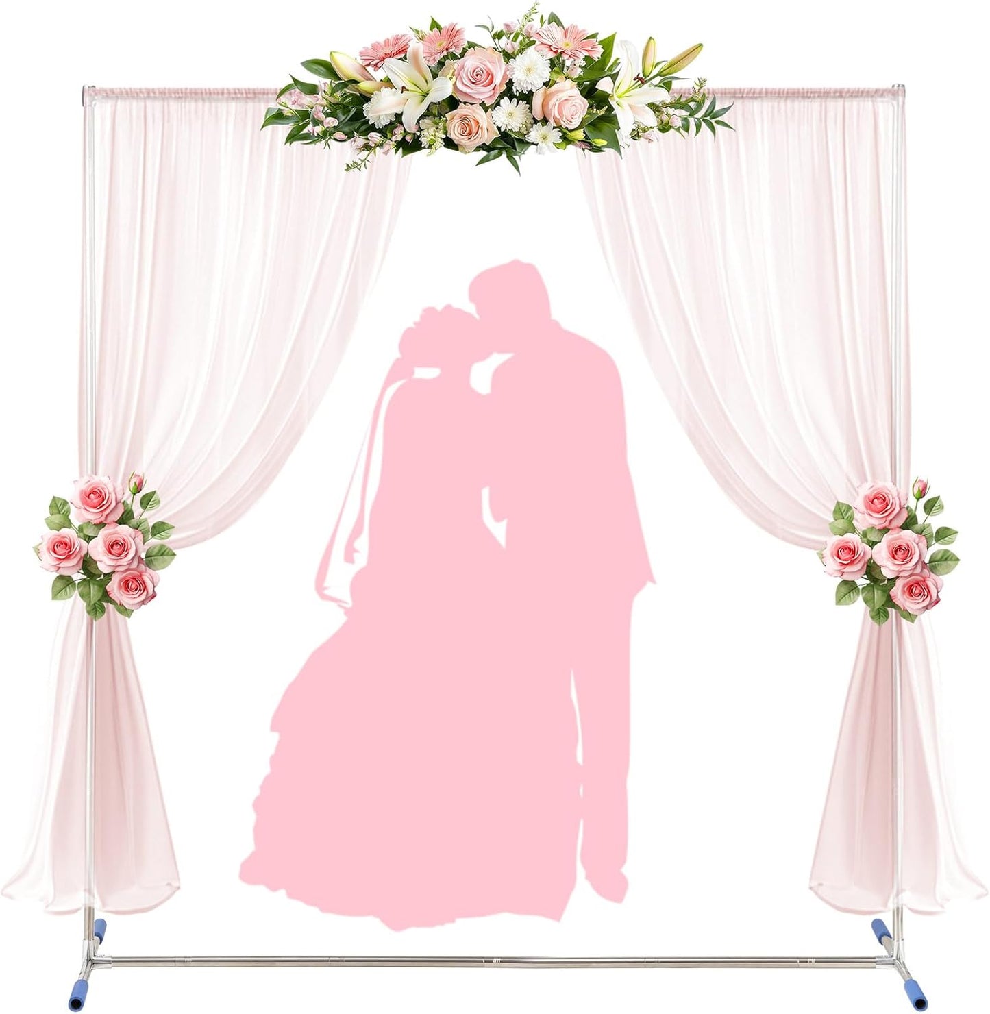 Wedding Arch,7 x 6 FT Metal Arch Backdrop Stand with Support Feet Base,Square Arched Frame for Birthday Party Ceremony Event Balloon Arches Decoration