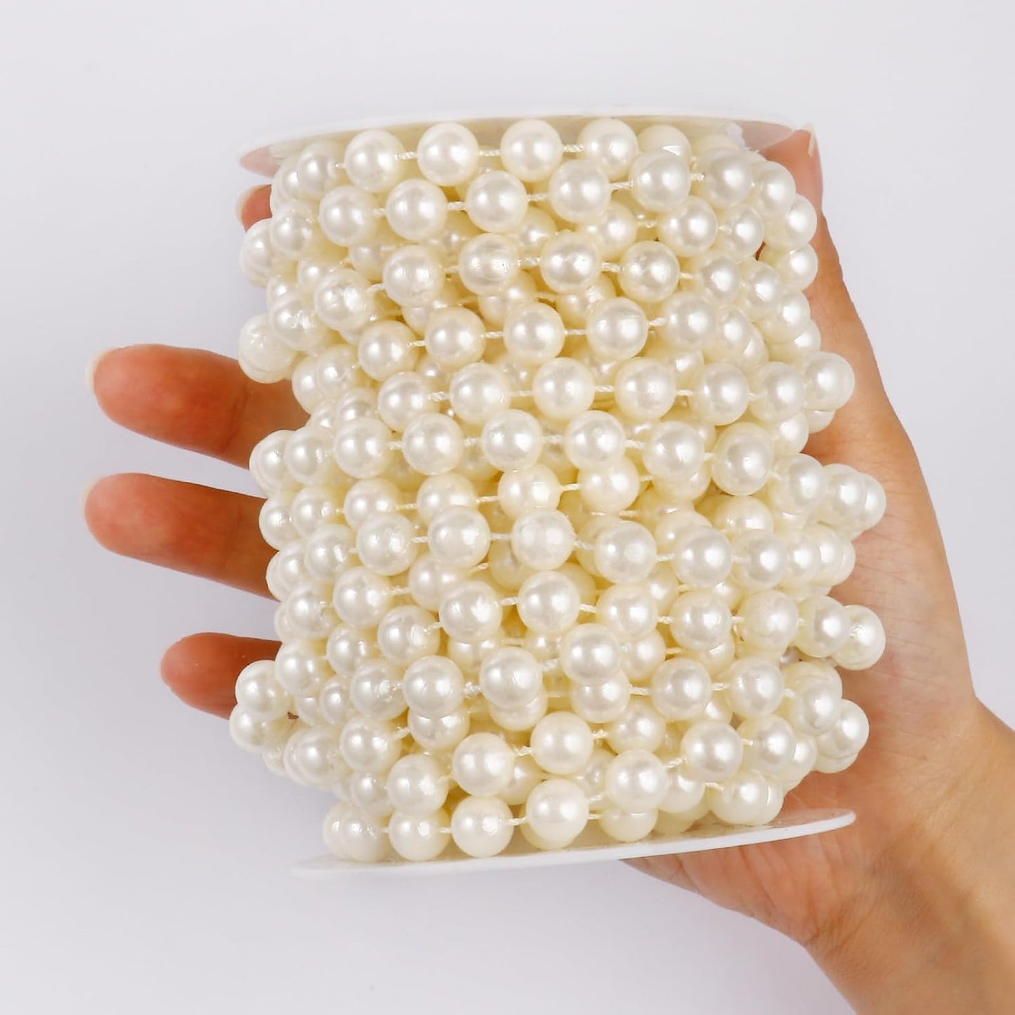 [29.5Feet] Pearl Beads Garland, 10MM 9.8 Yards Faux Pearl Beads String Roll Bulk for DIY Craft Wedding Party Christmas Tree Decoration
