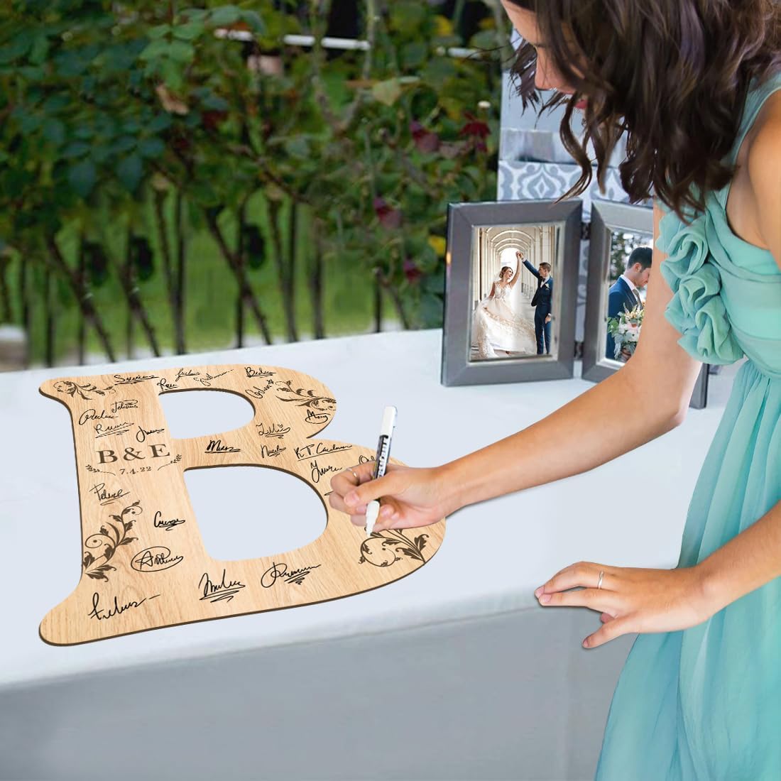 Personalized Wedding Guest Book Sign Custom Letter Name Date Rustic Wedding Guest Book Alternative Unique Guest Book for Wedding Anniversary Decor (Style 2)