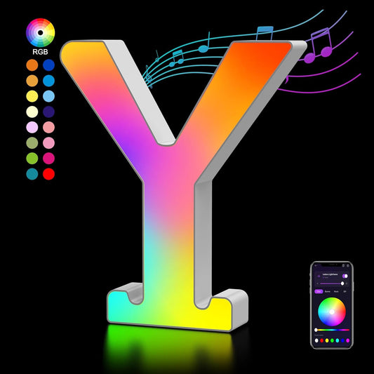 OJQ Light Up Letters LED Letter - Marquee Letters Room Decor Alphabet Letter Music Sync Color Change Colorful - Christmas Birthday Gifts for Girl - Teen Girls Gifts Party Home Wall Decor