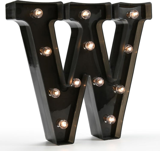 Light Up Black Alphabet Marquee Letters Sign LED Marquee Number Lights Sign for Night Light Home Bar Christmas Lamp Birthday Party Wedding Decoration W