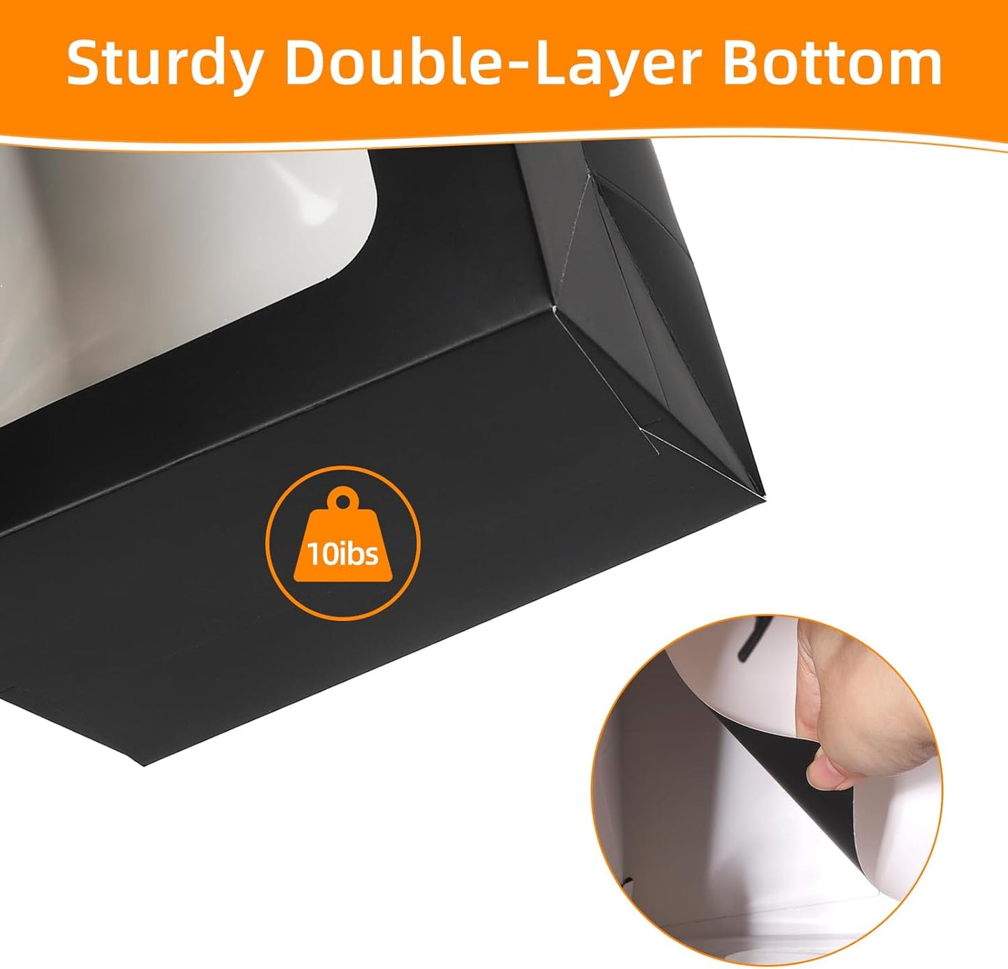 MOXARYSU 3 Pcs Black Gift Bags with Clear Window: 9.8x5.1x7.1 Inch Medium Kraft Paper Bags with Handle For Party Business Birthday Wedding (Black,3p)