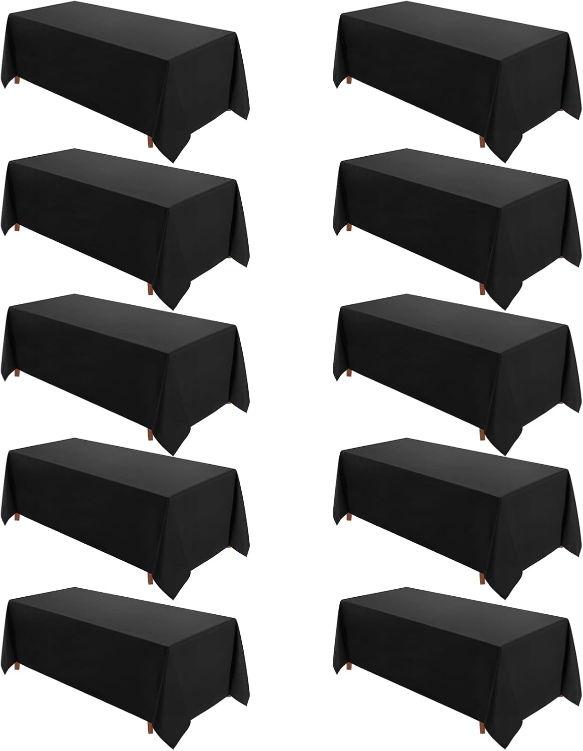 VidaFete Table Cloth 10 Pack 90 * 156inch Rectangle Tablecloth Polyester, Stain Wrinkle Resistant Polyester Dining Table Cover for Kitchen Dinning Party Wedding Rectangular Tabletop Decoration(Black)