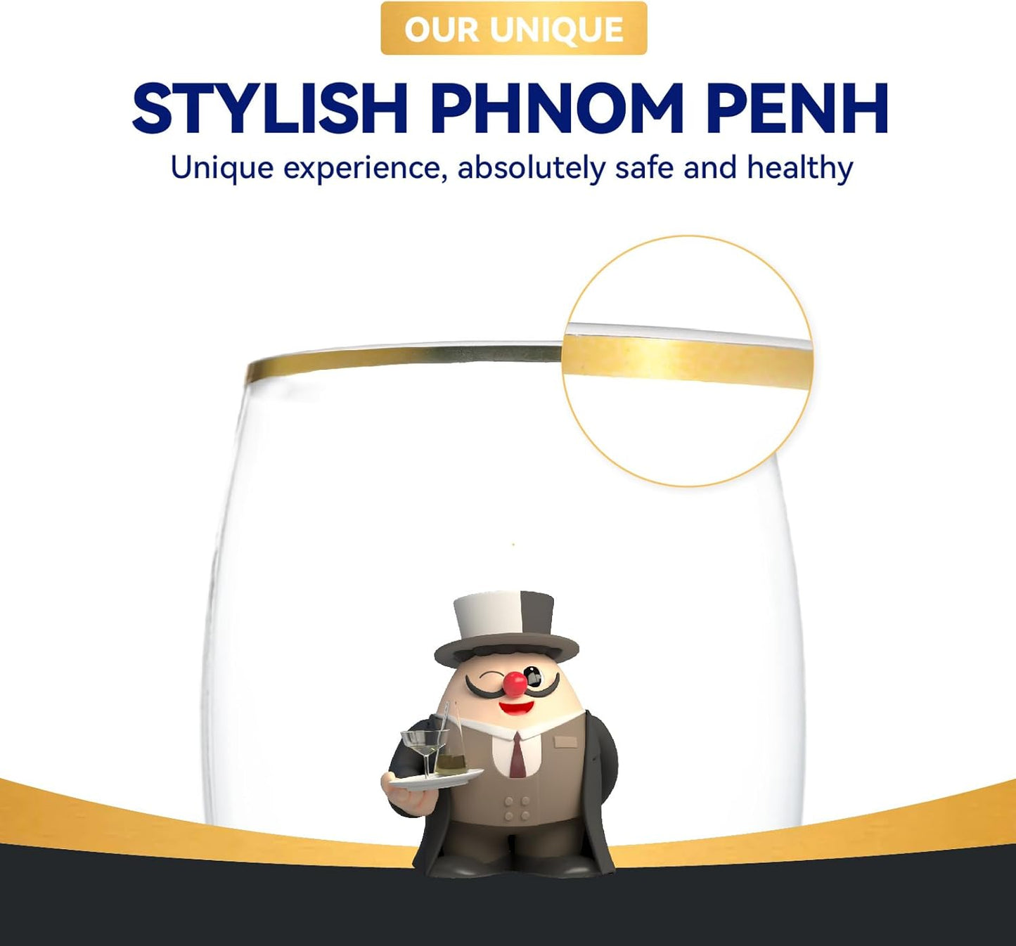 JOLLY CHEF 12 oz 40 Pack Gold Plastic Wine Glasses Stemless, Shatterproof, Unbreakable, Crystal, Disposable Plastic Wine Cups for Party, Halloween, Christmas