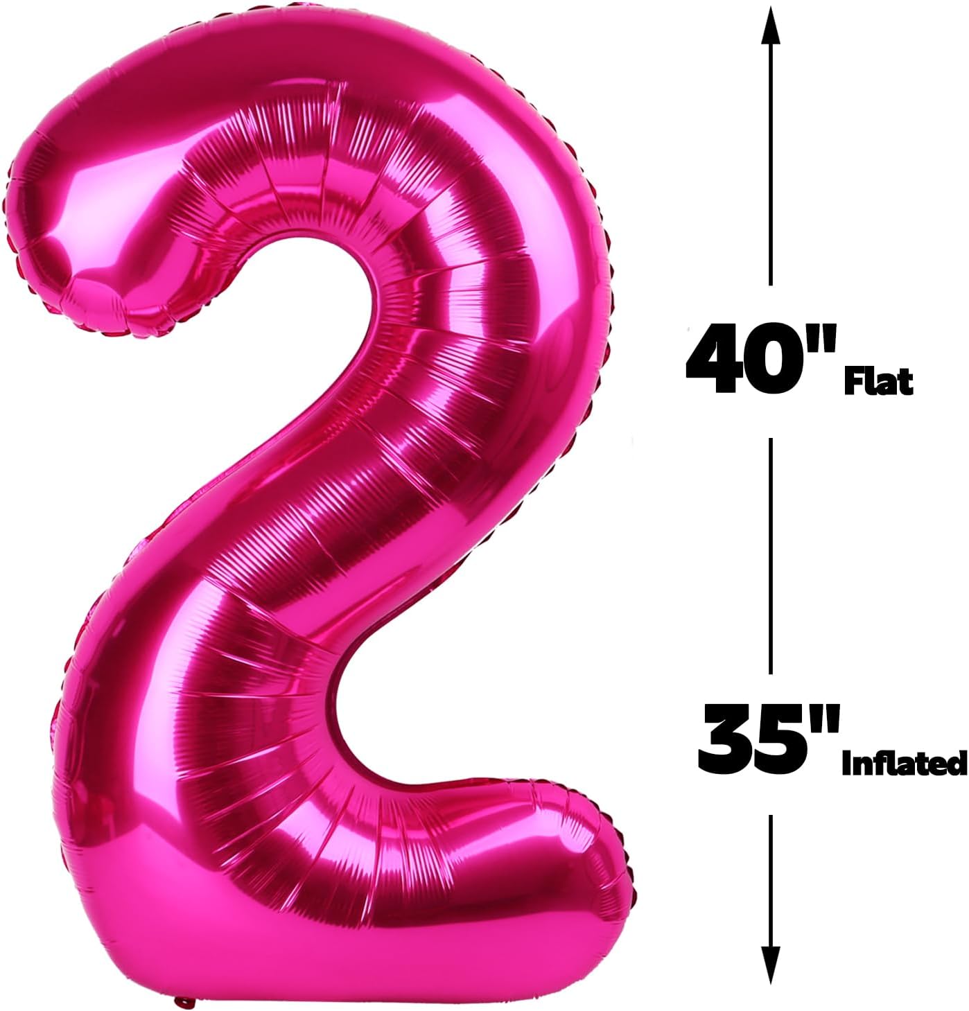 40 Inch Big Hot Pink Number 2 Balloon Birthday Decoration, Number 2 Helium Balloon 12 20 22 23 24 26 28 32 42 Celebration, Boy Girl Baby Anniversary Party Graduations Supplies Decorations
