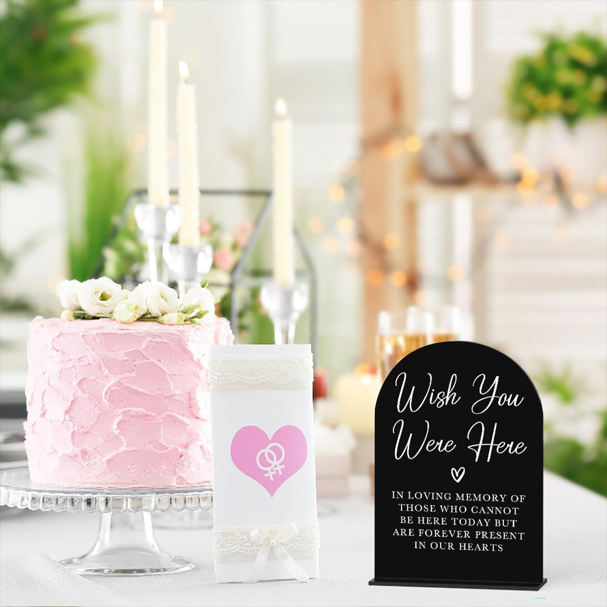 Acrylic Wedding Sign Wedding Signs for Ceremony Wish You Were Here Sign for Wedding Modern Calligraphy Arch Acrylic Table Top Sign for Wedding Reception and Event Party Table(black）