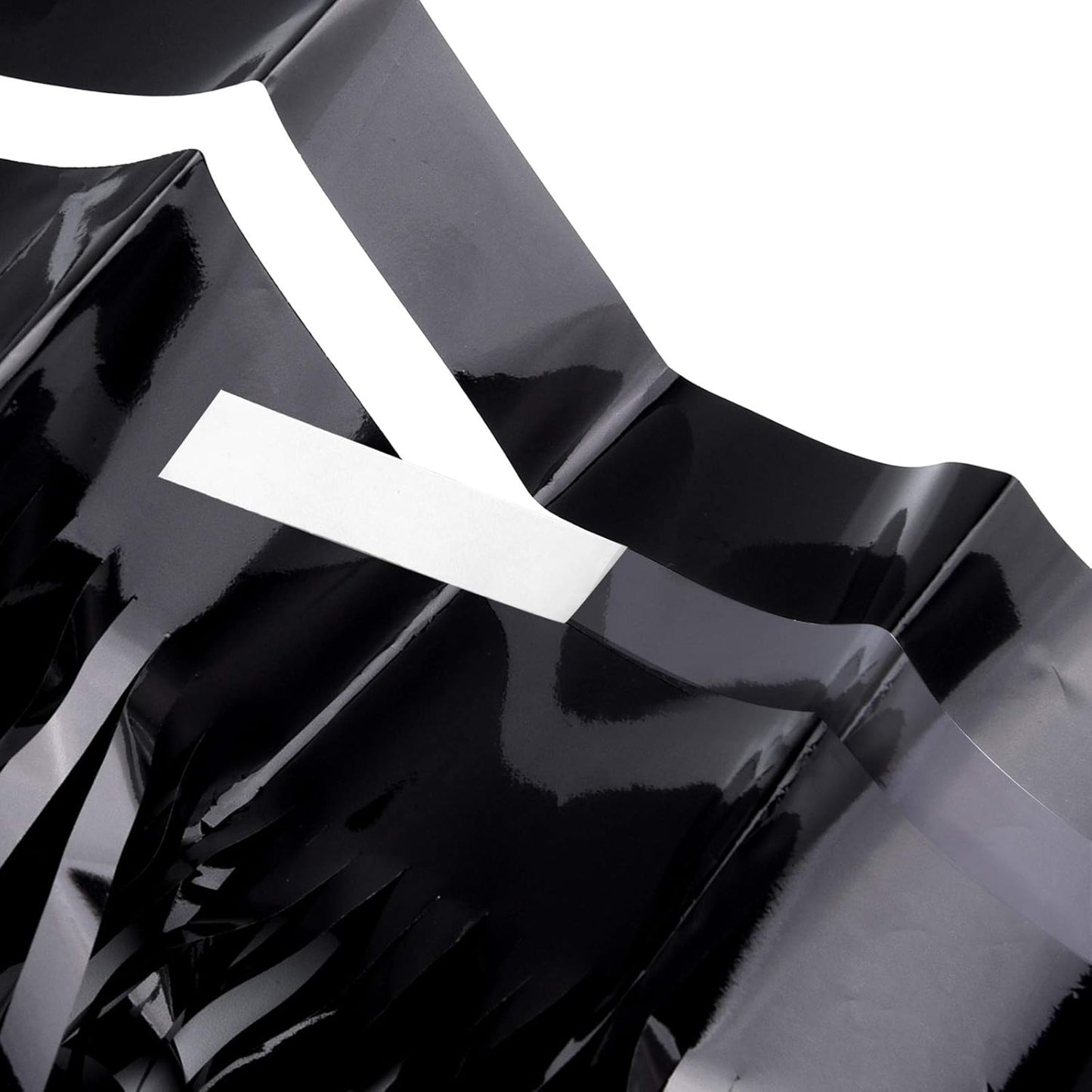 CHRORINE 2pcs 3ft x 8.3ft Black Tinsel Fringe Curtains Streamers Photo Backdrop for Birthday Graduation Halloween Anniversary Party Decorations